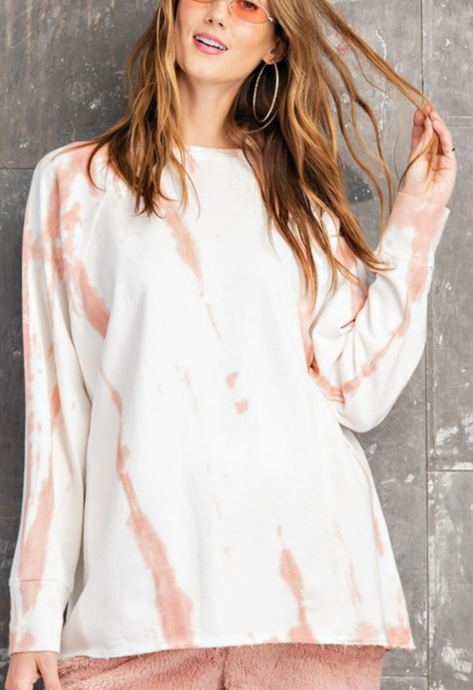 Blush, Tie Dye, Long Sleeve, Shirt
